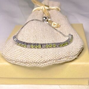 Sterling Silver Peridot & Diamond Bracelet